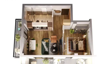 2 ოთახიანი სტუდიოს ტიპის ბინა